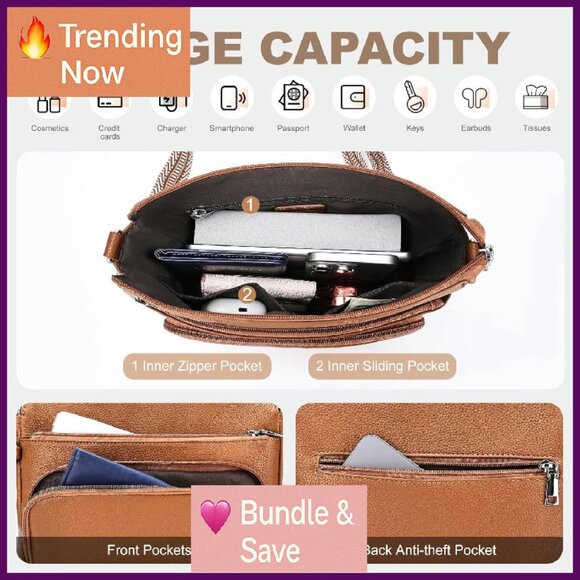 Anti-Theft Crossbody Bag with Built-in Wallet RFID Blocking Travel Purse - Picture 4 of 4